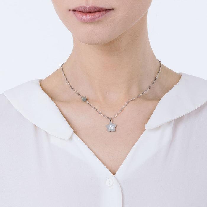 COLLANA DONNA IN ACCIAIO IP GOLD CON STELLE CON CRISTALLI BIANCHI