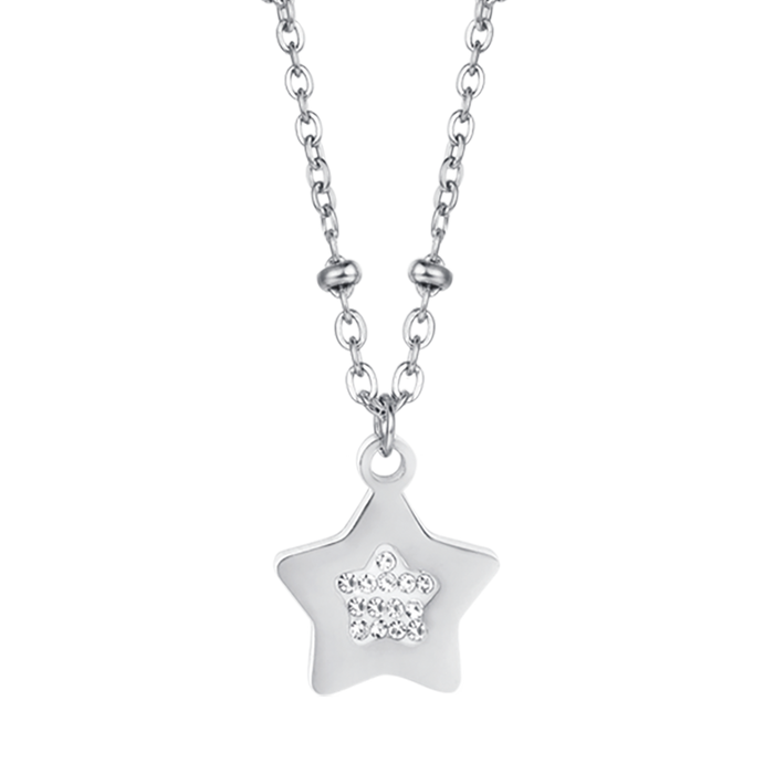 COLLANA DONNA IN ACCIAIO IP GOLD CON STELLE CON CRISTALLI BIANCHI