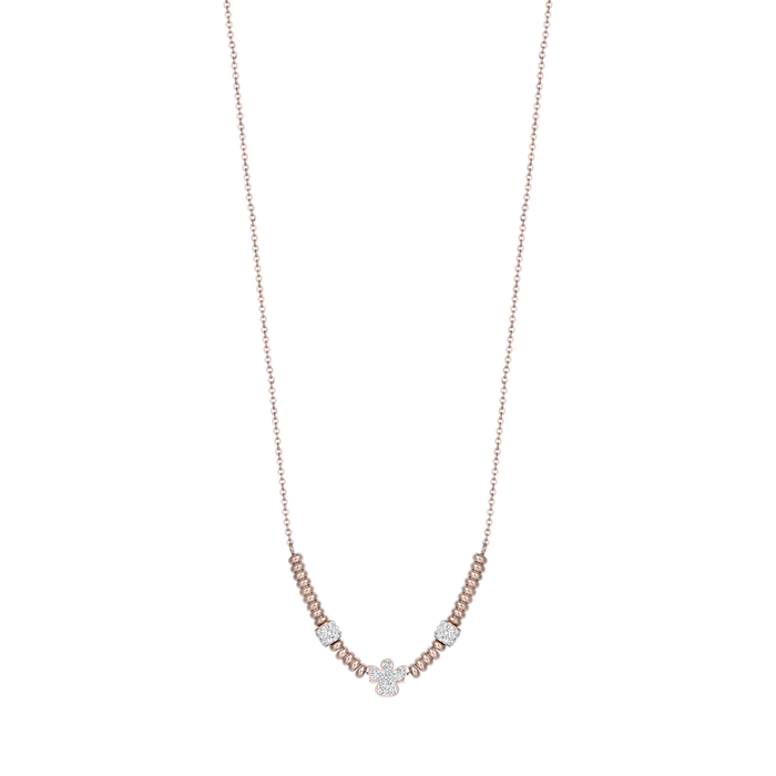 COLLANA IN ACCIAIO IP ROSE CON ANGELO CON CRISTALLI BIANCHI