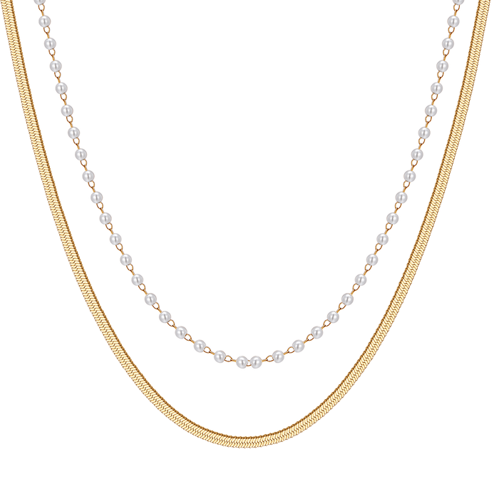 COLLANA DONNA IN ACCIAIO CON PERLE BIANCHE