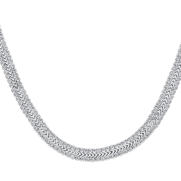 COLLANA TENNIS DONNA IN ACCIAIO CON CRISTALLI BIANCHI