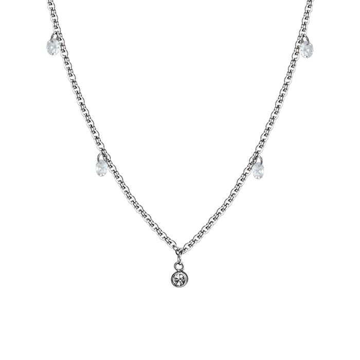 COLLANA DONNA IN ACCIAIO CRISTALLI BIANCHI