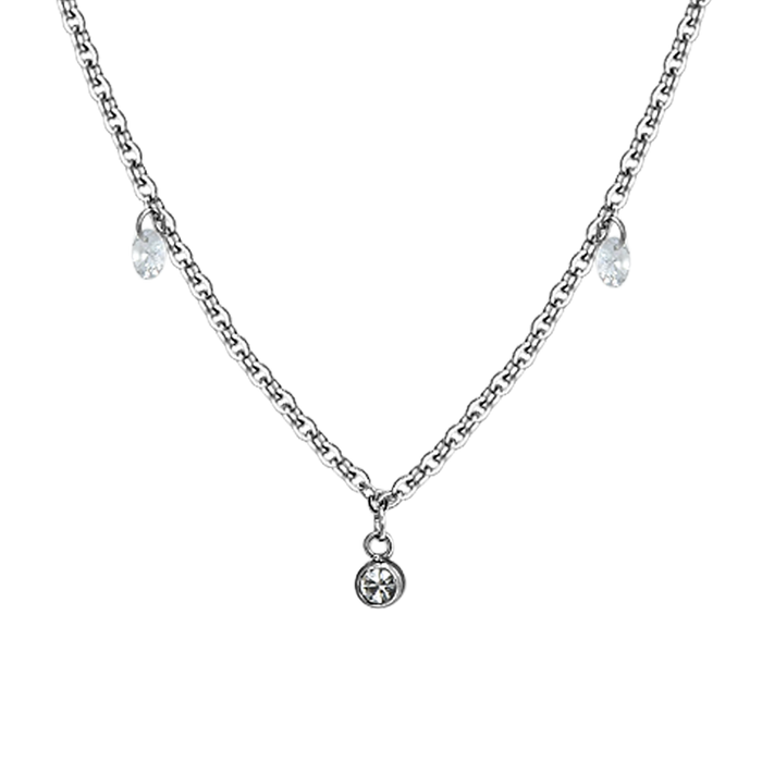 COLLANA DONNA IN ACCIAIO CRISTALLI BIANCHI