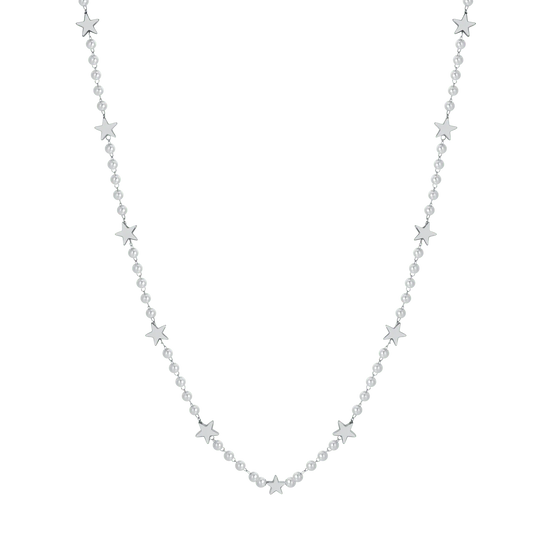 COLLANA DONNA IN ACCIAIO CON PERLE BIANCHE E STELLE