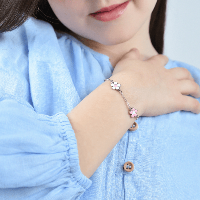 BRACCIALE BAMBINA IN ACCIAIO CON FIORI