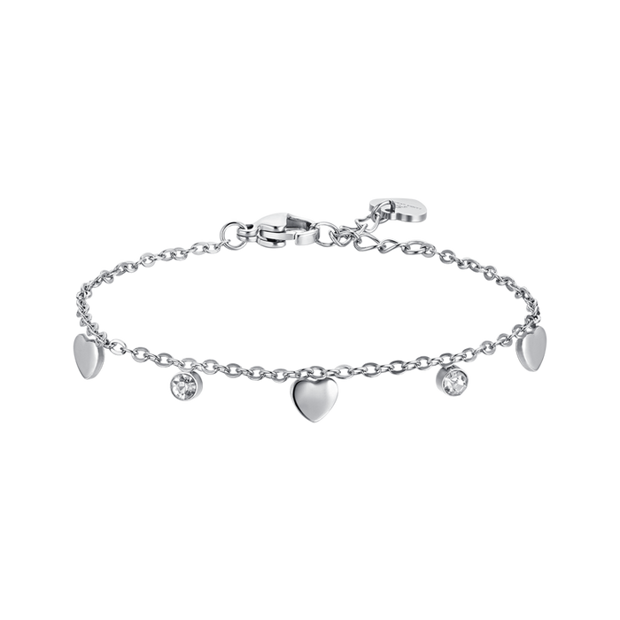 BRACCIALE BAMBINA IN ACCIAIO CUORI E CRISTALLI