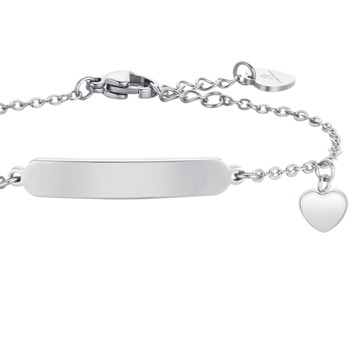 BRACCIALE BAMBINA IN ACCIAIO CUORI E PIASTRA