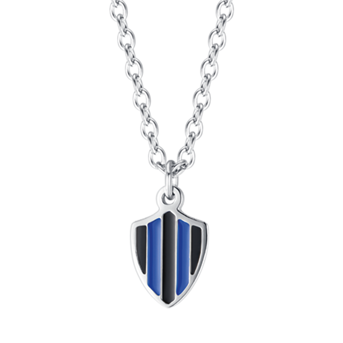 COLLANA BAMBINO IN ACCIAIO CON SMALTO NERO E AZZURRO