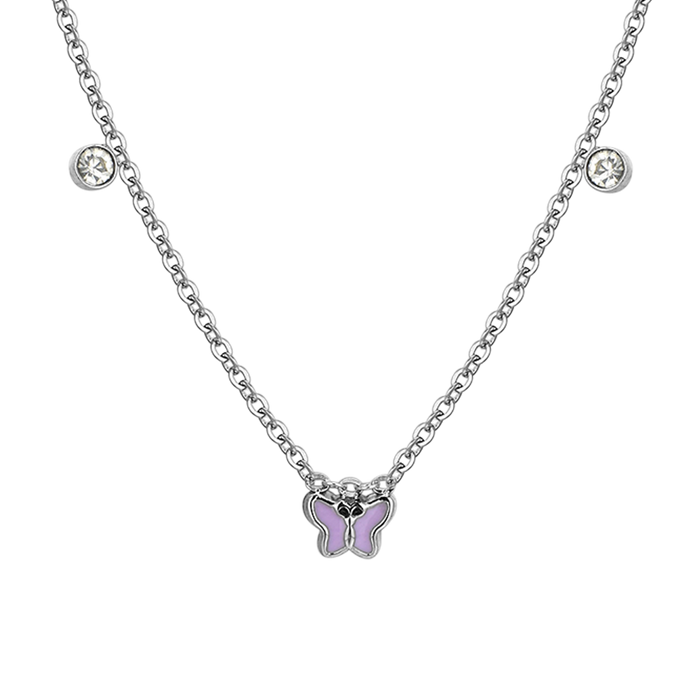 COLLANA BAMBINA IN ACCIAIO SMALTO VIOLA
