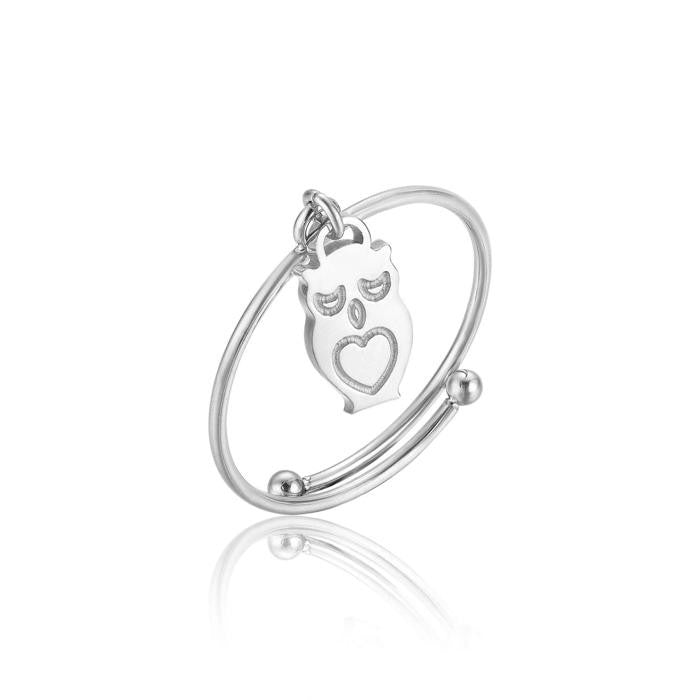 Anello In Acciaio Con Gufo Misura S