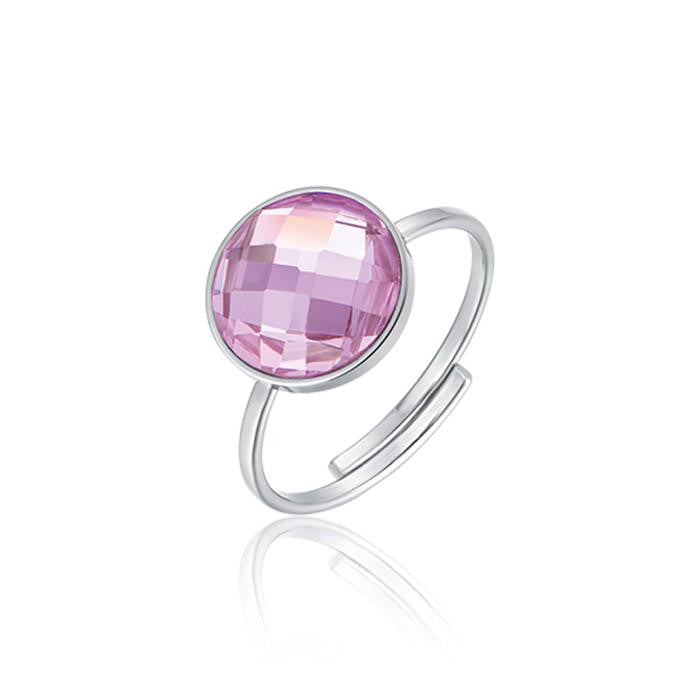 Anello In Acciaio Con Pietra Rosa