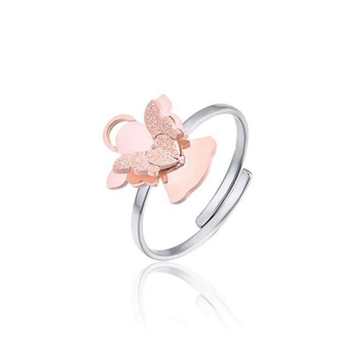 Anello In Acciaio Con Angelo Ip Rose