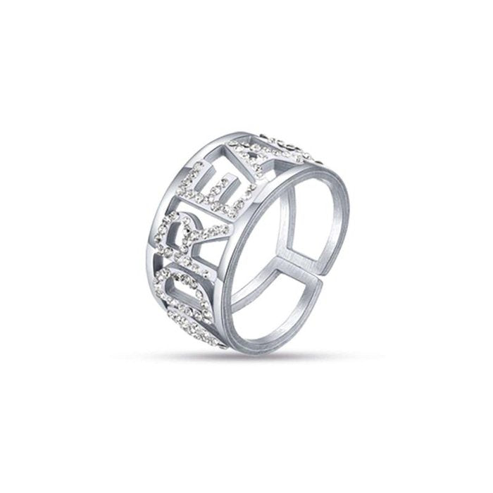 Anello in acciaio dream con cristalli bianchi - misura s (misura 13)
