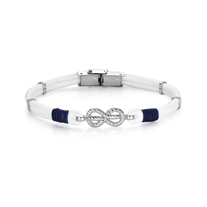 Bracciale Con Corda Bianca E Nodo In Acciaio