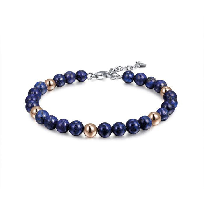 Bracciale In Acciaio Con Pietre Lapis E Sfere In Acciaio Ip Rose