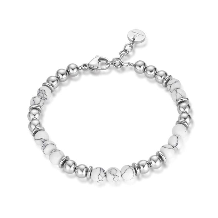 Bracciale In Acciaio Con Pietre Bianche Marmorizzate
