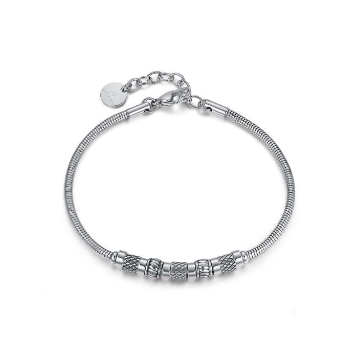 Bracciale In Acciaio Con Elementi In Acciaio Ip Nero Anticato