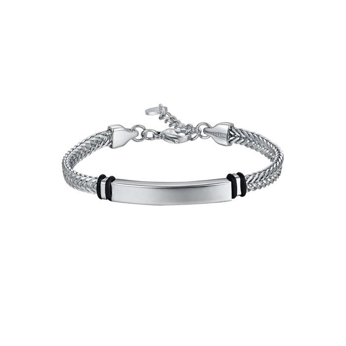 Bracciale In Acciaio Con Elementi In Acciaio Nero