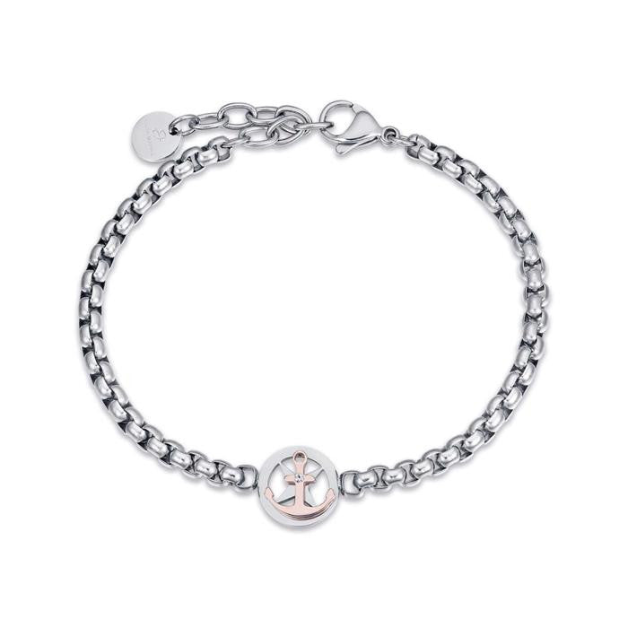 Bracciale in acciaio con ancora ip rose