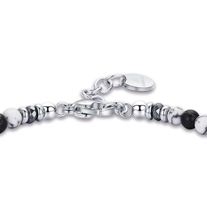 Bracciale In Acciaio Con Pietre Bianche E Nere