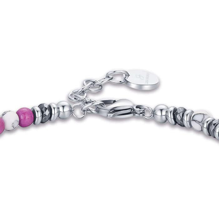 Bracciale In Acciaio Con Pietre Viola E Bianche
