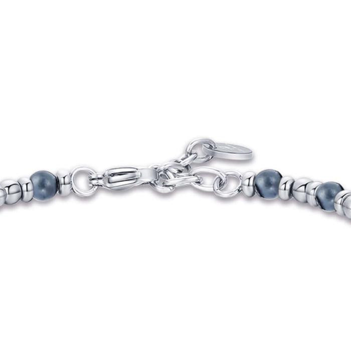 Bracciale In Acciaio Con Giglio Ed Ematite Grigia