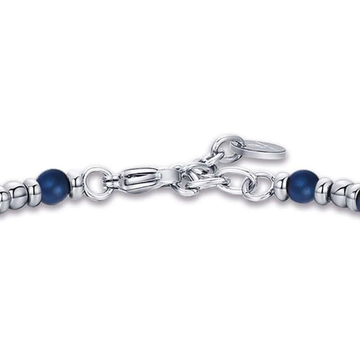 Bracciale In Acciaio Con Ancora Ed Ematite Blu