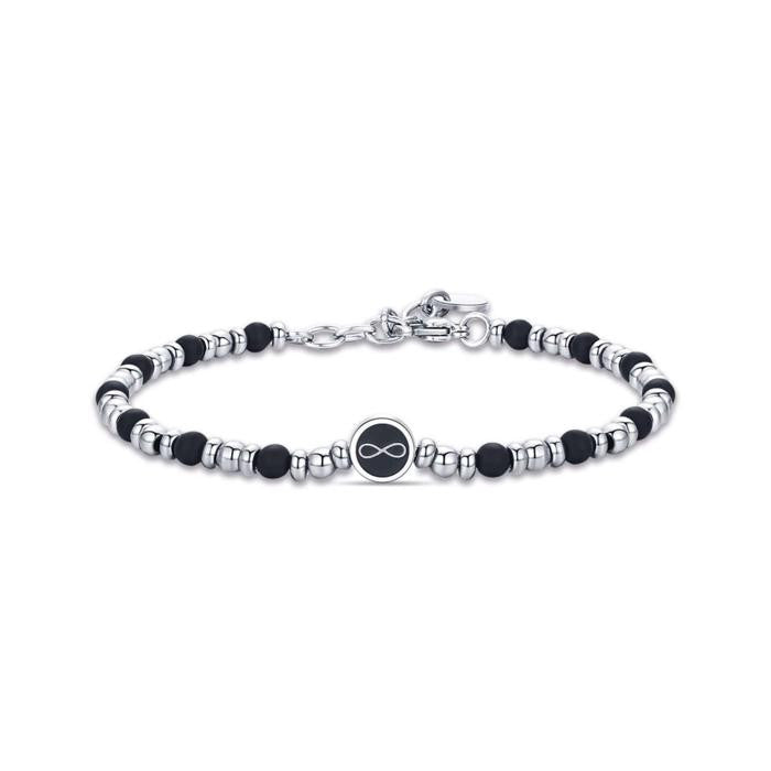 Bracciale In Acciaio Con Infinito E Agata Nera