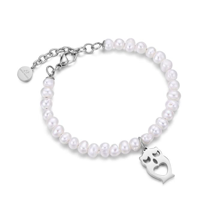 Bracciale Con Perle E Gufo