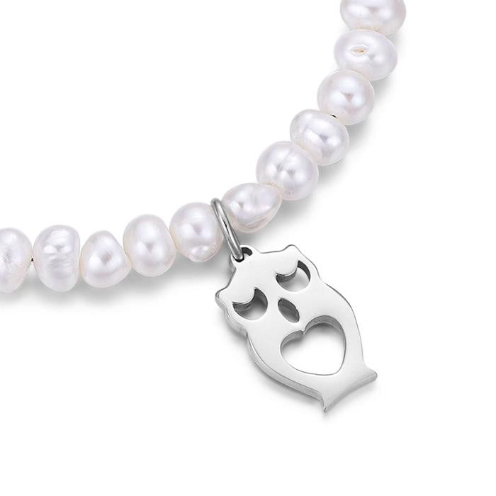 Bracciale Con Perle E Gufo