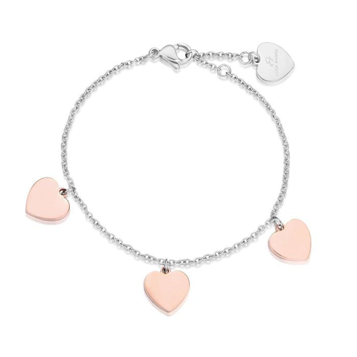 Bracciale In Acciaio Con Cuori Rose'