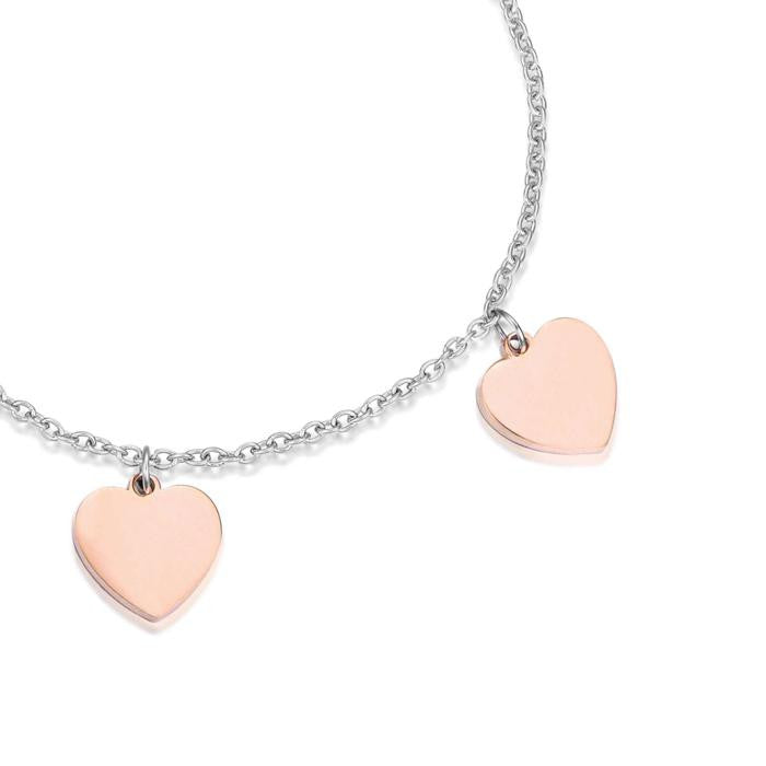 Bracciale In Acciaio Con Cuori Rose'
