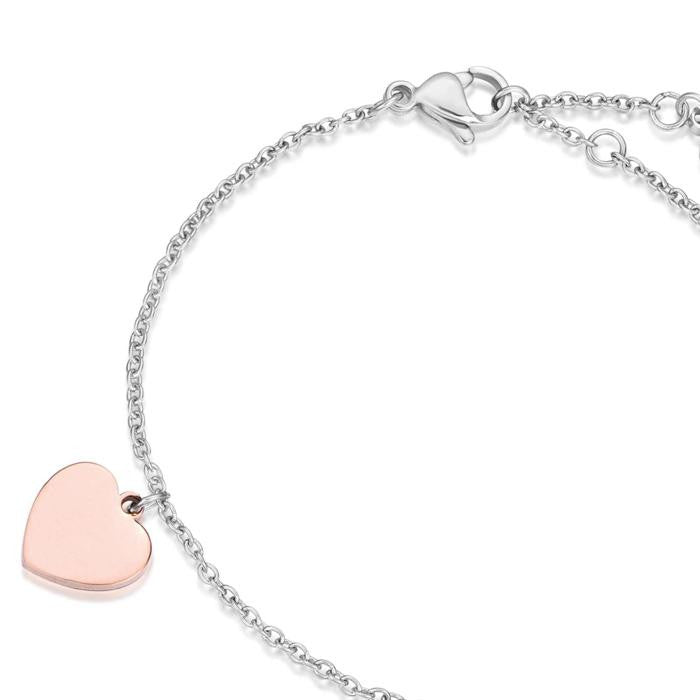 Bracciale In Acciaio Con Cuori Rose'