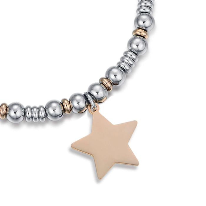 Bracciale In Acciaio Con Elementi Ip Rose E Stella
