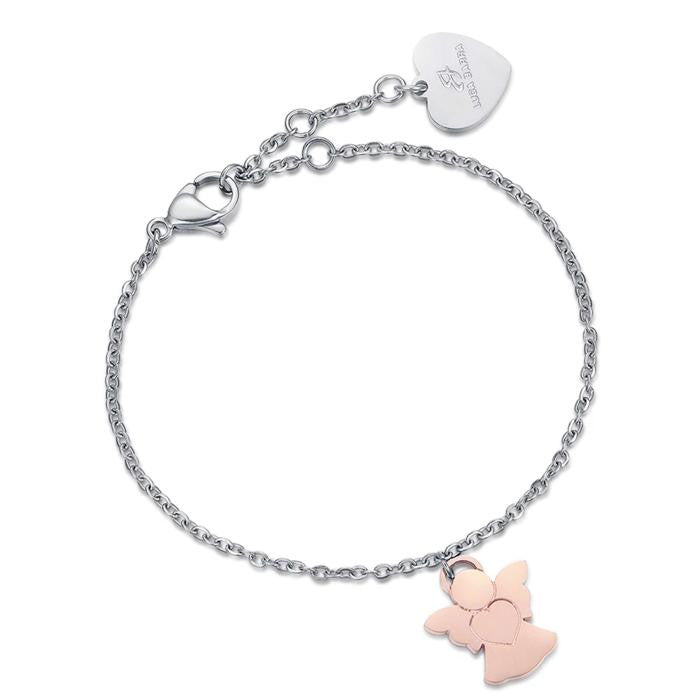Bracciale In Acciaio Con Angelo Ip Rose