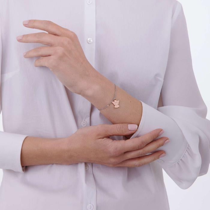 Bracciale In Acciaio Con Angelo Ip Rose