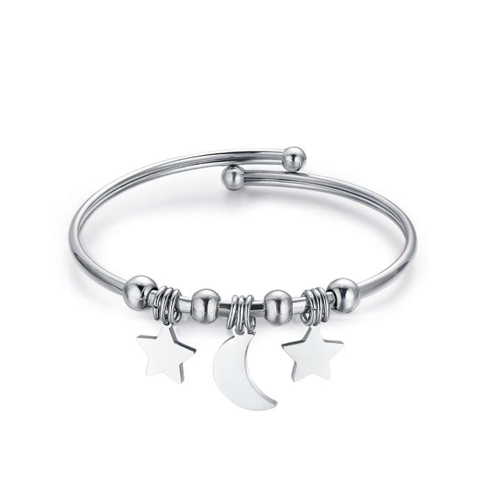 Bracciale In Acciaio Con Stelle E Luna