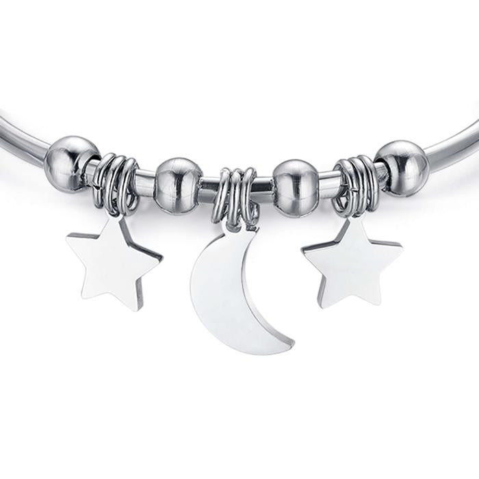 Bracciale In Acciaio Con Stelle E Luna