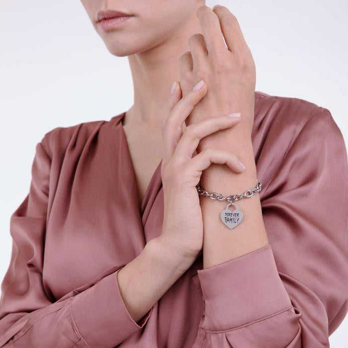 Bracciale In Acciaio Con Cuore Forever Family
