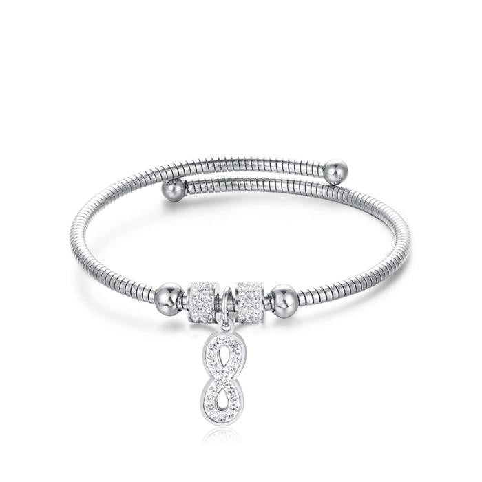 Bracciale In Acciaio Con Infinito E Cristalli Bianchi