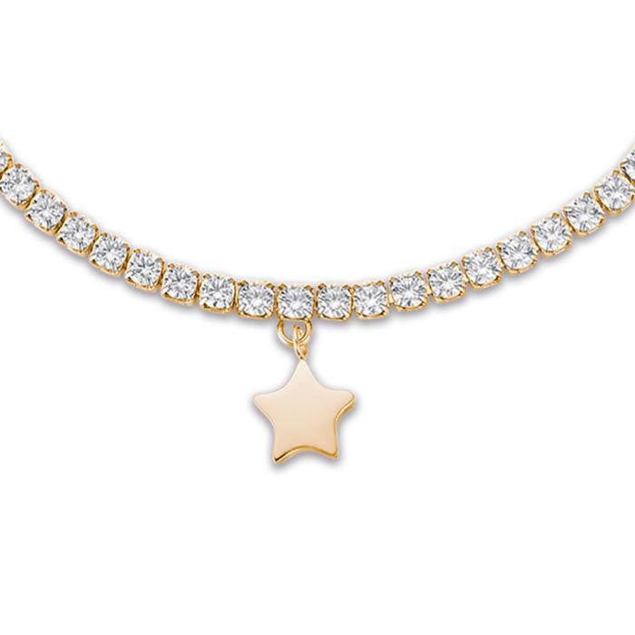 Bracciale In Acciaio Ip Gold Con Stella E Cristalli Bianchi