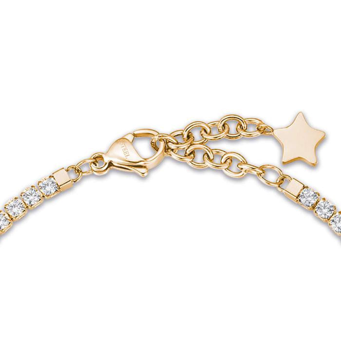 Bracciale In Acciaio Ip Gold Con Stella E Cristalli Bianchi