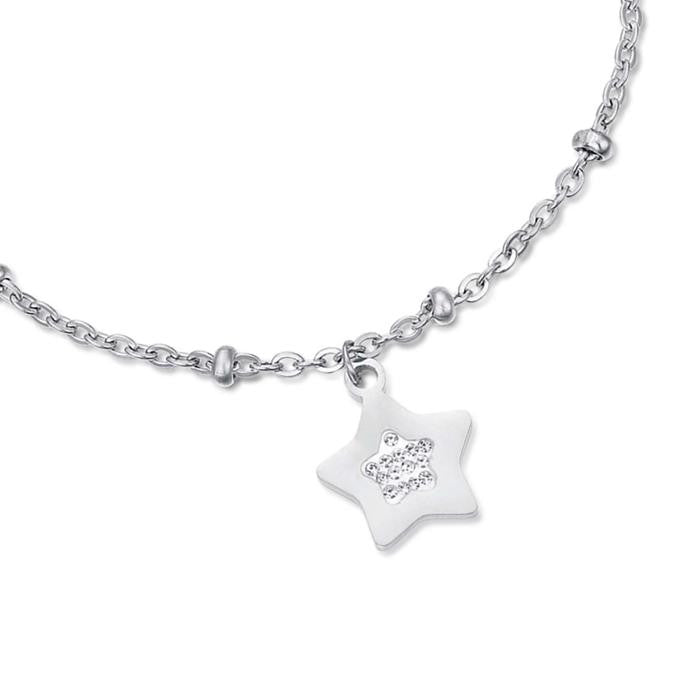 Bracciale In Acciaio Con Stelle Con Cristalli Bianchi