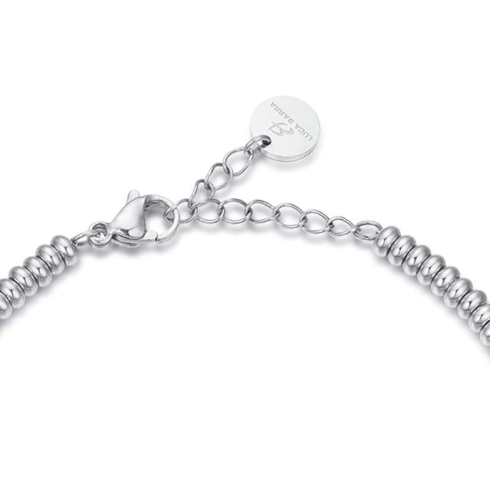 Bracciale In Acciaio Con Angelo Con Cristalli Bianchi
