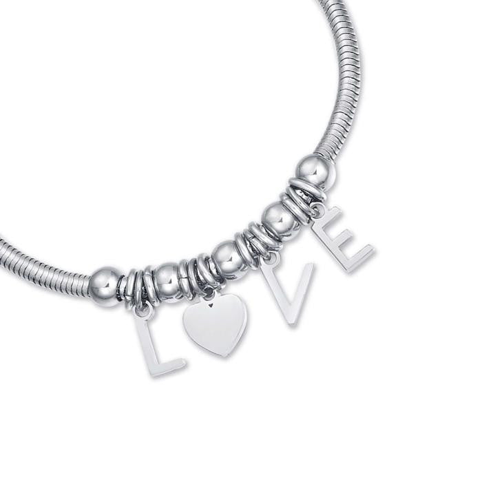 Bracciale In Acciaio Con Charms Love