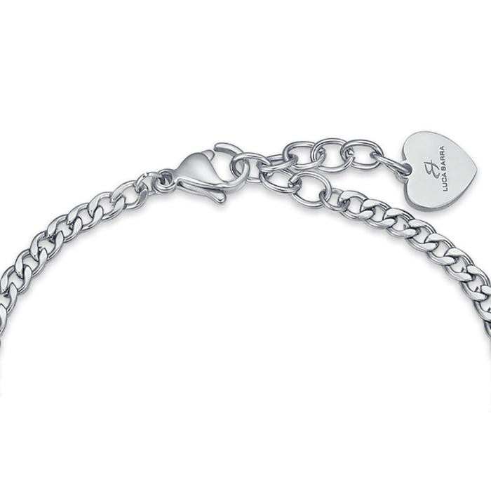 Bracciale In Acciaio Con Cuori  E Cristalli Bianchi