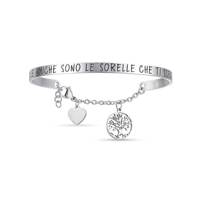 Bracciale In Acciaio Con Scritta Le Amiche Sono Le Sorelle Che Ti Scegli
