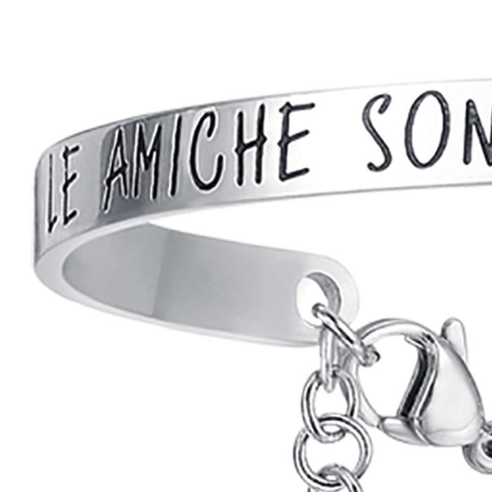Bracciale In Acciaio Con Scritta Le Amiche Sono Le Sorelle Che Ti Scegli