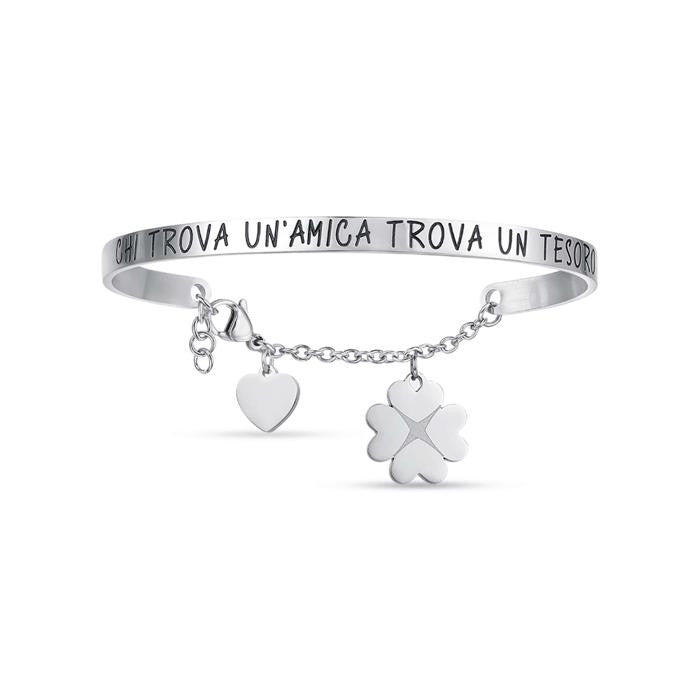 Bracciale In Acciaio Con Scritta Chi Trova Un'amica Trova Un Tesoro