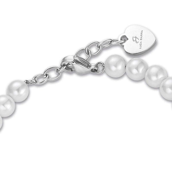 Bracciale in acciaio con perle bianche e albero della vita